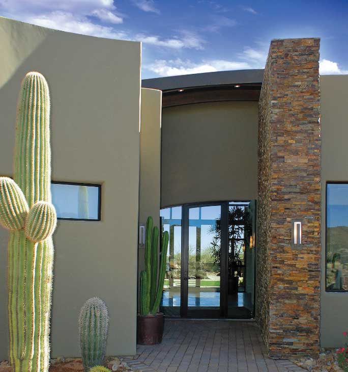 The front door of a home constructed by our Oro Valley luxury home builders
